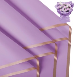 FUHITIM 20 Sheets Flower Wrapping Paper - Waterproof Floral Bouquet Packaging Paper for DIY CraftsFlorist Supplies Packaging Paper for Wedding Birthday Gift (Light Purple)