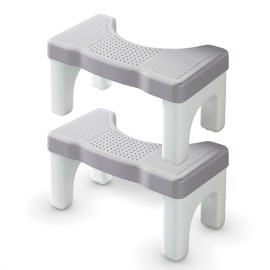 Kzeirm 2 Pack Toilet Foot Stool for Adults, 9 Inch Height Poop Stool for Bathroom, Squatting Potty Step Stool for Kids and Elderly, Banco para Bao Toilet, Gray, 2 Pack