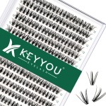Lash Clusters 300pcs Eyelash Clusters 30D 0.07D Curl 12mm DIY Eyelash Extension KEYYOU Large Tray Volume Soft&Natural Individual Lashes(30D-0.07D,12