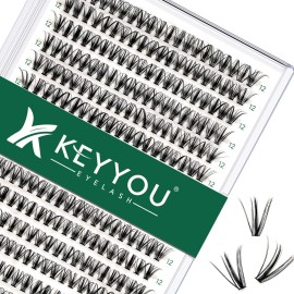 Lash Clusters 300pcs Eyelash Clusters 30D 0.07D Curl 12mm DIY Eyelash Extension KEYYOU Large Tray Volume Soft&Natural Individual Lashes(30D-0.07D,12