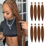 DIFUNEE Pre-stretched Braiding Hair - 24 Inch 8 Packs Brown Braiding Hair For Twist or Box Braids, Long Yaki Texture Hot Water Setting Synthetic Braiding Hair Extensions (24 Inch, 30-8P)