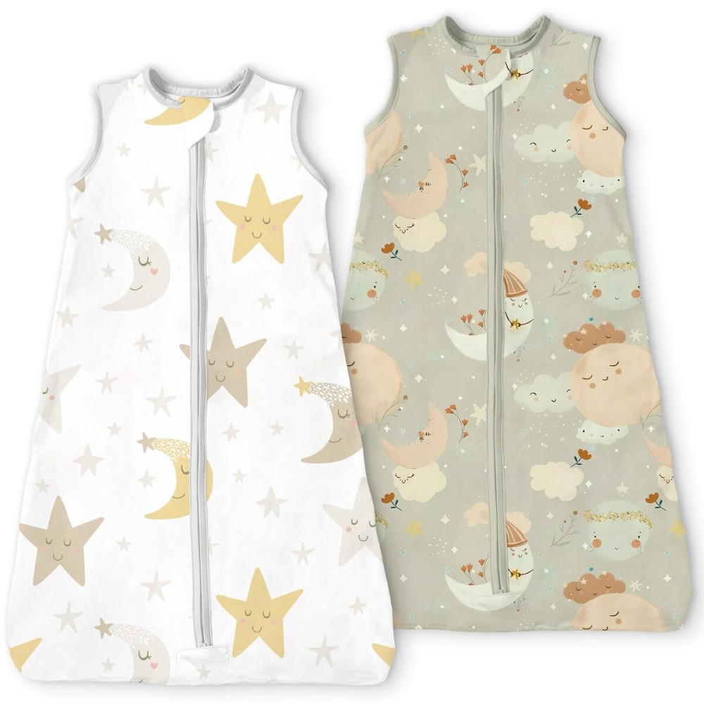 TOTBASIC Sleep Sack 18-24 Months, Light Wearable Blanket with 2-Way Safe Zippers, Soft Sleeping Bag for Babies,2-Pack,0.5 TOG