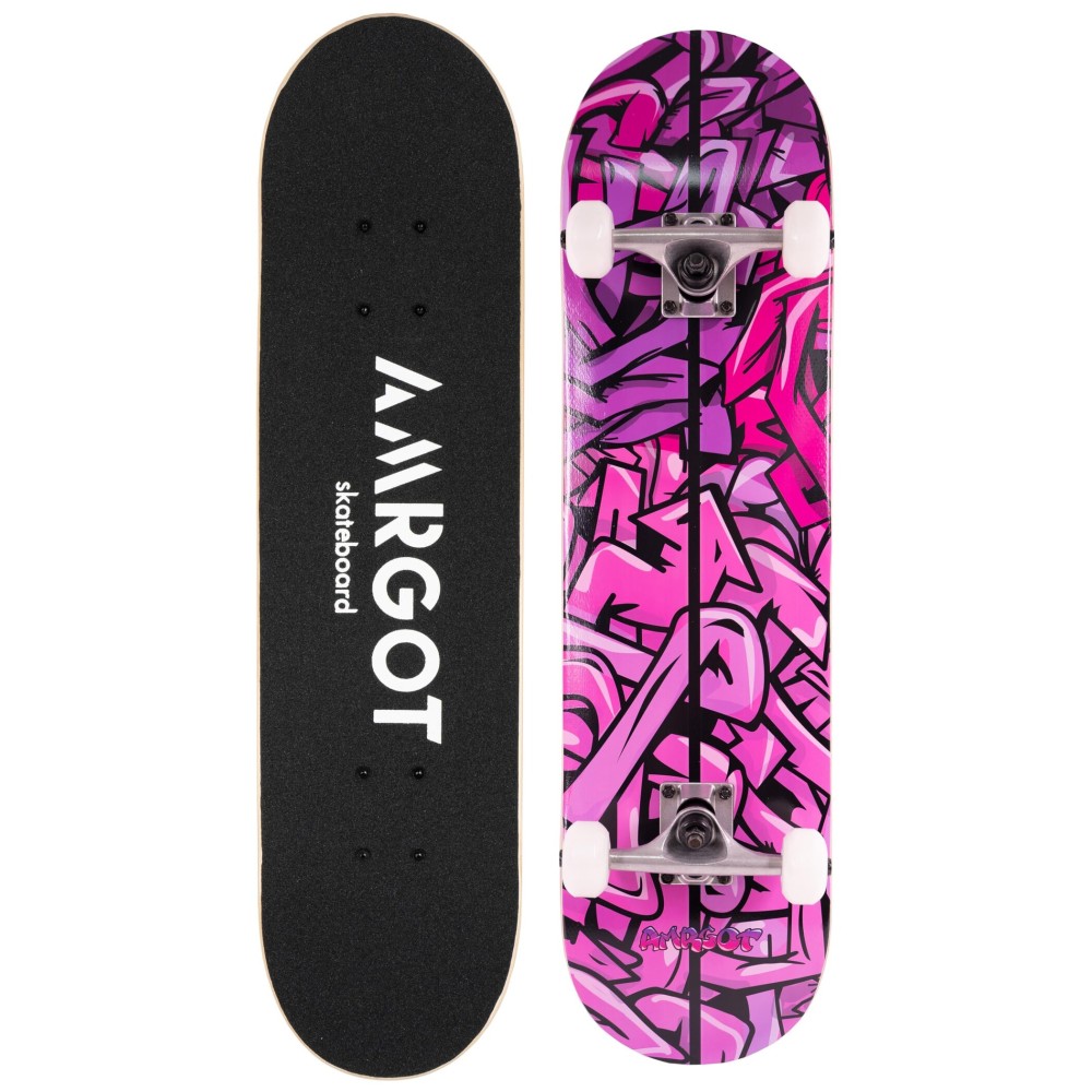 Amrgot Skateboards for Beginners,31 * 8 inches Complete Skateboards for Kids,Boys,Girls and Adults,7 Layer Maple Wood,Double Kick Deck Concave Standard and Tricks Skateboard (Purple Graffiti)