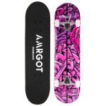 Amrgot Skateboards for Beginners,31 * 8 inches Complete Skateboards for Kids,Boys,Girls and Adults,7 Layer Maple Wood,Double Kick Deck Concave Standard and Tricks Skateboard (Purple Graffiti)