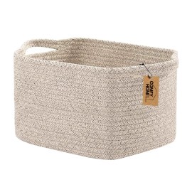 COMFY-HOMI Storage Basket for Shelves, Woven Baskets for Storage, Cotton Rope Basket for Toys,Towel Baskets, Toy Storage Organizer, Storage Cube Bin, Organization and Storage-All Brown