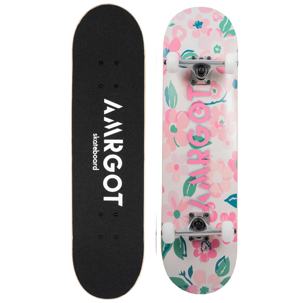 Amrgot Skateboards for Beginners,31 * 8 inches Complete Skateboards for Kids,Boys,Girls and Adults,7 Layer Maple Wood,Double Kick Deck Concave Standard and Tricks Skateboard (Flower)