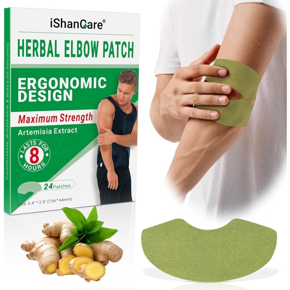 ishancare Elbow Pain Patches, 24 Count Extra Strength Heat Patches, 8 Hour Long Lasting Deep Hot Soothing of Joint Soreness for Knee, Elbow, Back, Neck, Shoulder with Natural Warming Herbal Plaster