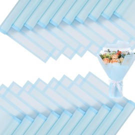 FUHITIM 20 Sheets Flower Wrapping Paper - Waterproof Floral Bouquet Packaging Paper for DIY CraftsFlorist Supplies Packaging Paper for Wedding Birthday Gift (Translucent Light Blue)