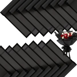 FUHITIM 20 Sheets Flower Wrapping Paper - Waterproof Black Floral Wrapping Paper for DIY Crafts, Florist Supplies Packaging for Wedding Valentine\'s Day Birthday Gift