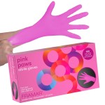FRAMAR Pink Gloves Disposable Latex Free XS - Pink Nitrile Gloves XS, Nitrile Glove For Hair Dye, Salon, Cleaning, Tattoo, Food Prep, Non Latex Rubber, Extra Durable - 100 Pack