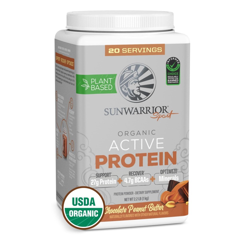 Sunwarrior Organic Plant Based Protein Powder | Vegan Organic Protein Powder with BCAAs Plus Recovery Minerals & Botanicals | Non-GMO Soy Dairy & Gluten Free (Chocolate Peanut Butter, 20 Servings)