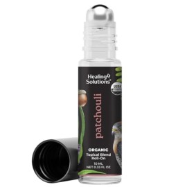 Healing Solutions - Organic Patchouli Essential Oil Roll On USDA Certified, Calm Meditation, Skin, Body Oil, Gifts for Women, Perfume - 10ml