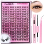 DIY Lash Extension Kit Natural Look Wispy Lash Clusters D 154 pcs Lashes Clusters 8-16 mm Eyelash Extension Kit Lash Bond and Seal Lash Tweezers Individual Lashes Lash Cluster Kit For Beginners