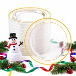 I00000 100PCS Clear Gold Plastic Plates, Clear Dinner Plates with Gold Rim 10 Inch, Fancy Disposable Wedding Premium Plastic Plate for Wedding Christmas Party Dinner