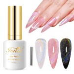 Imtiti Rainbow Cat Eye Gel Nail Polish, 15ML Holographic Glitter Cat Eye Gel Polish with Magnet UV LED Magnetic Gel Nail Polish Iridescent Sparkly Home DIY Manicure Nail Salon Kit