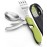 Orblue 4-in-1 Camping Eating Utensils, 2-Pack - Portable Spoon, Fork, Knife & Bottle Opener Combo Set - Stainless Steel Flatware with Detachable Fork - Travel, Backpacking Cutlery Multitool, Green