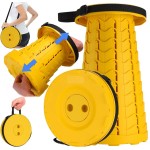 Fishboy Upgraded Collapsible Stool, 400lbs Max Weight, Lightweight But Sturdy, Portable Retractable Folding Telescoping Foldable Camping Stool for Adults Outdoor Fishing Hiking Gardening Travel BBQ