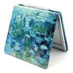 Aeisage Small Handbag Monet Compact Mirror - Folding Pu Leather, Unique Water Lilies Travel Mirror for Sister