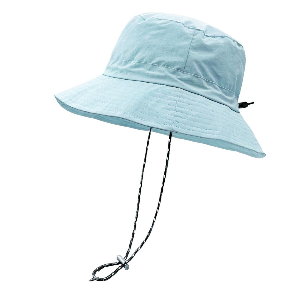 woogwin Waterproof Bucket Rain Hat with Chin Strap Quick Dry Packable Boonie Sun Hat Safari Hat UV Protection(Light Blue), Medium-X-Large