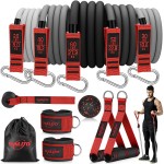 WALITO Resistance Bands Set - Exercise Bands with Handles, Door Anchor, Legs Ankle Straps, for Heavy Resistance Training, Physical Therapy, Muscle Training, Yoga, Home Workouts, Gym (Red 200Lbs)