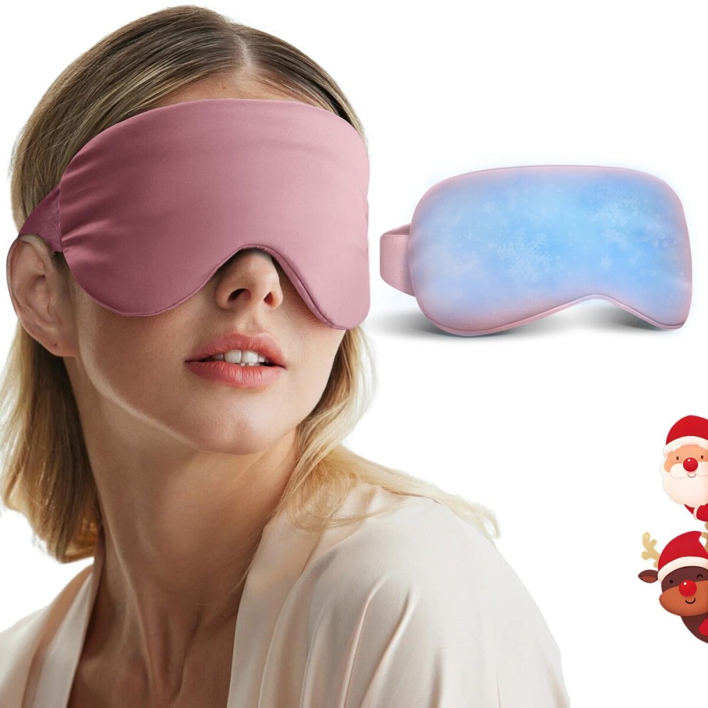 Self Care Gifts for Women: Cooling Eye Mask for Eye Care - Fsa Eligible Items Migraines Headache Relief Ice Pack Mask Products - Cold Compress for Puffy Eyes - Relaxing Gifts (Pink)
