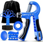 ALMAH Hand Grip Strengthener kit(5 Pack),Grip Strength Trainer,Forearm Workout Trainer Adjustable Grip Exercises,Finger Grip Strengthener,Finger Stretcher,Grip Ring & Stress Relief Ball with Carry Bag