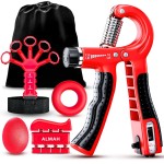 ALMAH Hand Grip Strengthener kit(5 Pack),Grip Strength Trainer,Forearm Workout Trainer Adjustable Grip Exercises,Finger Grip Strengthener,Finger Stretcher,Grip Ring & Stress Relief Ball with Carry Bag