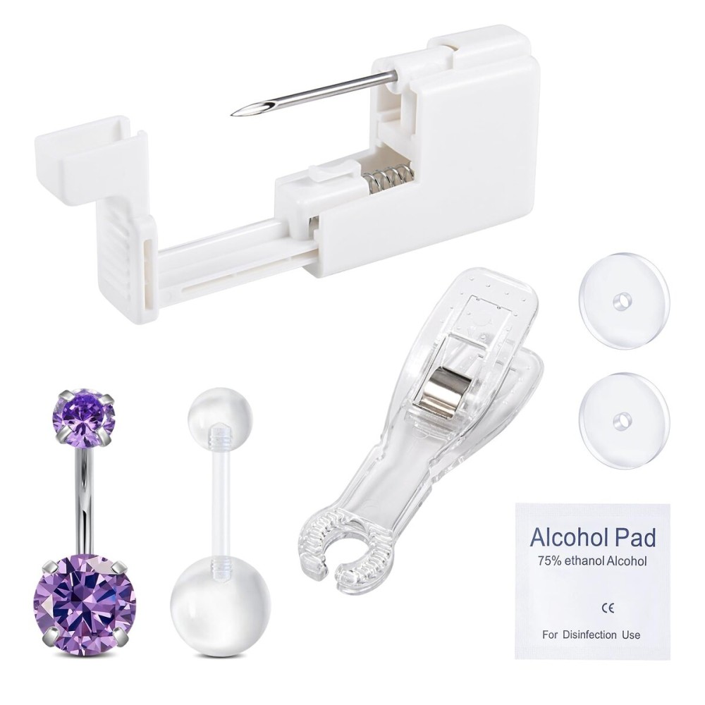 QWALIT Belly Piercing Kit - Belly Button & Navel Piercing Gun - Purple