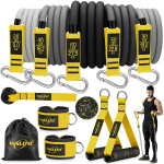 WALITO Resistance Bands Set - Exercise Bands with Handles, Door Anchor, Legs Ankle Straps, for Heavy Resistance Training, Physical Therapy, Muscle Training, Yoga, Home Workouts, Gym (Yellow 200Lbs)