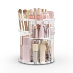 Rosoenvi Rotating Makeup Organizer, Adjustable Vanity Organizer, Large Capacity Cosmetic Display Case for Spinning, Storage Carousel for Bathroom and Vanity Countertop, Clear
