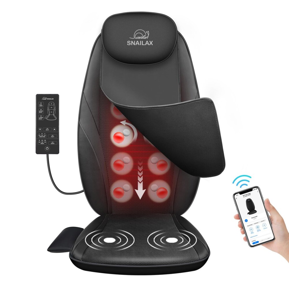 Snailax Back Massager with Heat, Gifts for Men, Women, Electric Deep Tissue Kneading Full Body Massage Chair for Back Pain, Home, Office Use, App Control
