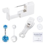 QWALIT Belly Button Piercing Kit Gun Belly Piercing Kit Belly Button Piercing Gun Navel Piercing Kit Belly Button Ring Piercing Kit Blue Belly Piercing Gun, Q240304CCDDQA6