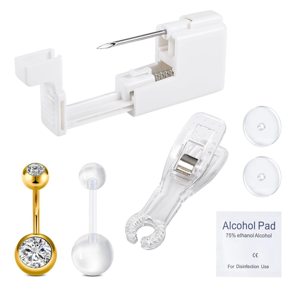 QWALIT Belly Button Piercing Kit - Gold Belly Piercing Gun