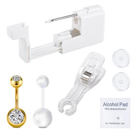 QWALIT Belly Button Piercing Kit - Gold Belly Piercing Gun