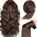 YDDM Human Hair Tape in Extensions, 24 Inch 20pcs Straight 100% Remy Human Hair Dark Brown Straight Invisible Remy Tape in Hair Extensions(2, 24 Inch)