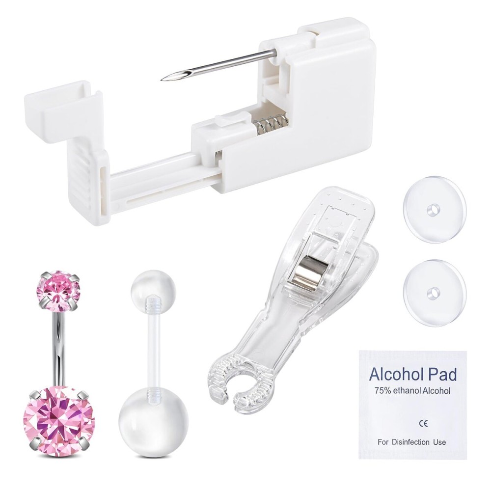 QWALIT Belly Button Piercing Kit - Pink Belly Piercing Gun