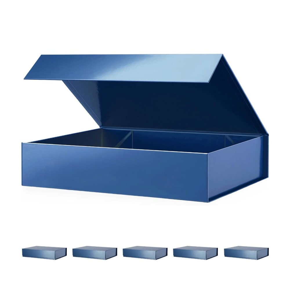 PACKHOME 6 Gift Boxes 11.5x8x2.5 Inches, Sturdy Shirt Boxes with Magnetic Lids for Multiple Occasions (Glossy Blue)