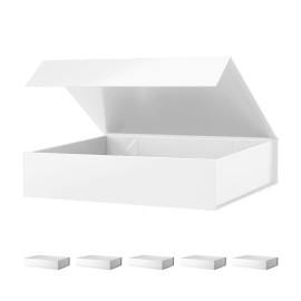 PACKHOME 6 Gift Boxes 11.5x8x2.5 Inches, Sturdy Shirt Boxes with Magnetic Lids for Multiple Occasions (Glossy White)