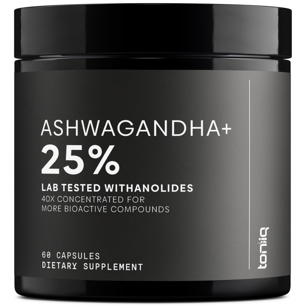 Toniiq Ashwagandha - Ultra High Potency 40:1 Extract with 25% Withanolides - Wild Harvested in India - Highly Concentrated & Third-Party Lab Tested - 60 Capsules