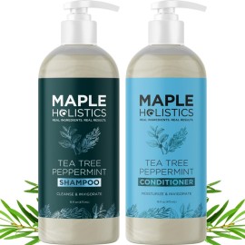 Tea Tree Mint Shampoo and Conditioner - Tea Tree Rosemary Mint Shampoo and Conditioner Set Sulfate Free for Daily Clarifying and Dry Scalp Care - Paraben and Sulfate Free Shampoo and Conditioner 16oz