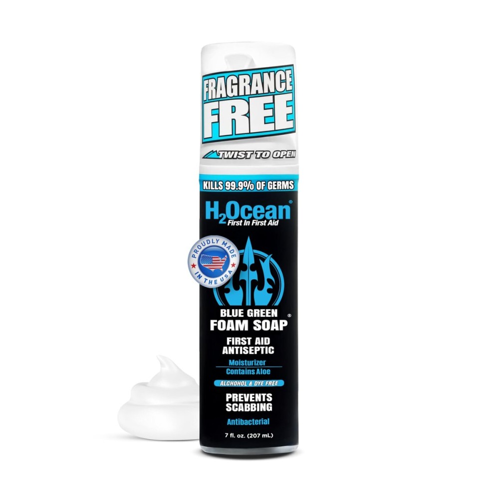 H2Ocean Blue Green Foam Soap - Tattoo Foam Soap for Tattoo Aftercare - Tattoo Care with Aloe Vera - Tattoo Moisturizer Soap - 7 oz