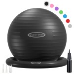 Fitvids Balance Ball with Inflatable Ring Base Kits, 65cm 26-inch Anti-Burst and Slip Resistant Exercise Yoga Chair for Home or Office Desk, Includes Air Pump, Black