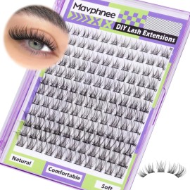 Mavphnee Natural Lash Clusters Wispy Eyelash Extensions C-Curly Lash Extension10-16MM Eyelash Clusters 132 Pcs Lash Individuals DIY at Home