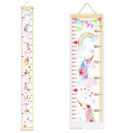 Mibote Baby Growth Height Chart Handing Ruler Wall Decor for Kids, Canvas Removable Height Growth Chart 79 x 7.9 (Unicorn)