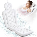Full Body Bath Pillow for Bathtub, Thick Bathtub Cushion with Laundry Bag, Luxury Tub Pillow for Bath for Headrest Neck and Back Support White 51 x 16