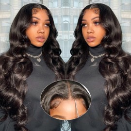 Uveous 30 Inch Wear and Go Glueless Wigs Human Hair Pre Plukced Pre Cut 5x5 Hd Lace Closure Wigs Human Hair for Women 180% Density Ready to Wear Glueless Body Wave Lace Front Wigs No Glue Wigs