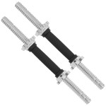 Yes4All Pair of Threaded Dumbbell Handles 18 inch with Collars, Rubber Grip, Fit 1 Plates, Weight Bar Connector