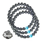 STCORPS7 Magnetic Bracelet Arthritis, Energy Healthy Jewelry, Therapy for Sleep, Crystal Bracelets Bring Luck, Prosperity and Happiness (3Pcs Hematite+Blue), 9.4 inch