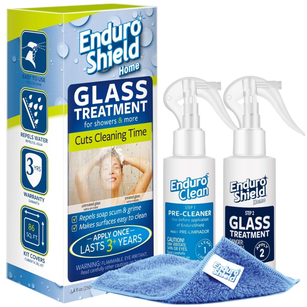 EnduroShield Glass Treatment Kit - Advanced Protection for Glass Surfaces - Repels Soap Scum, Grime & Dirt Without Harsh Chemicals - 4.2 fl oz