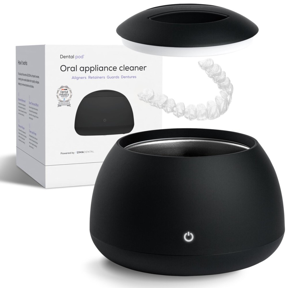 Zima Dental Pod: Ultrasonic Retainer Cleaner. The Original Retainer Cleaner Machine, Aligner Cleaner, Nightguard Cleaner, Mouthguard Cleaner, Denture Cleaner. Ultrasonic Cleaner For Oral Dental Care